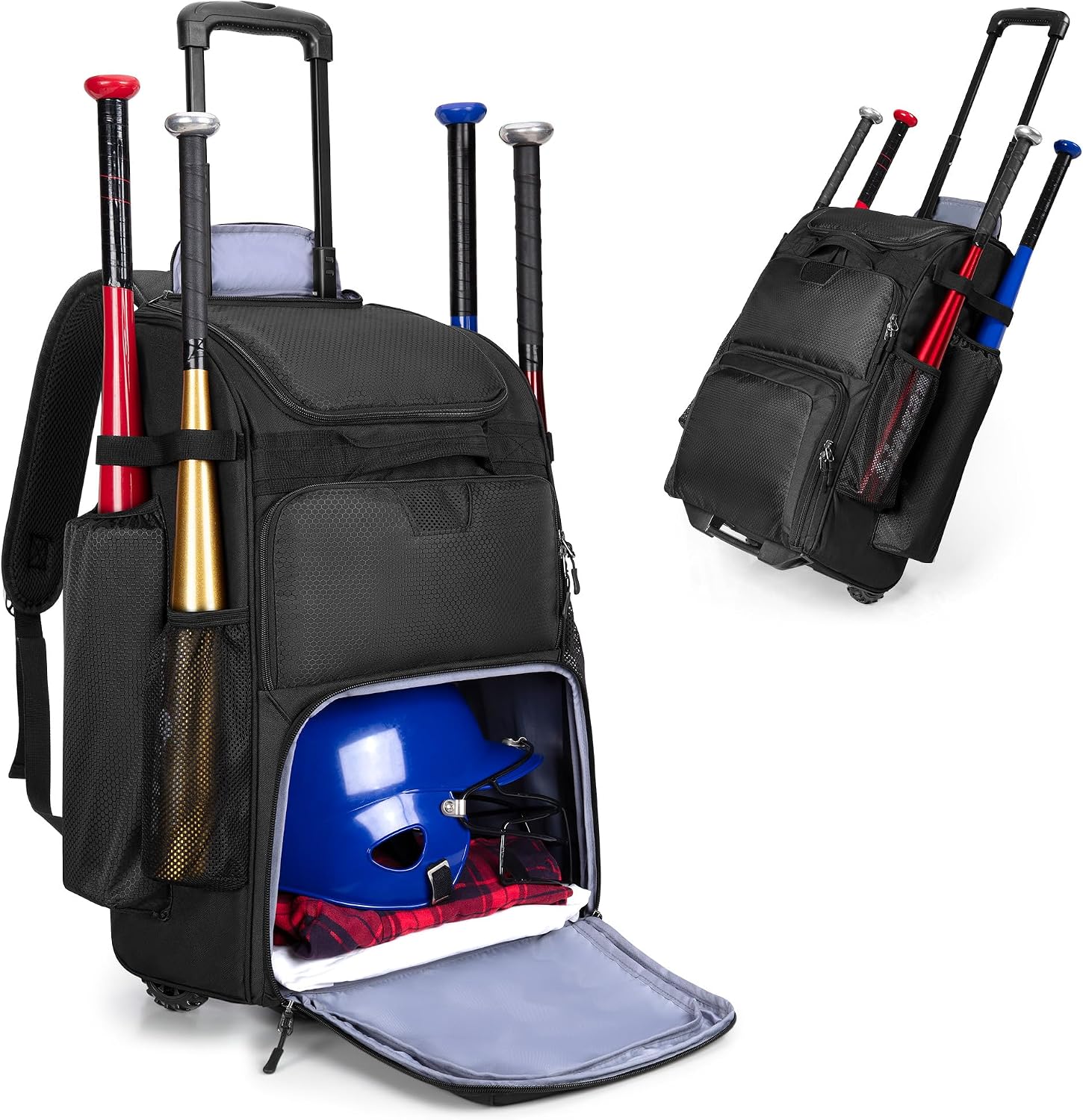 Sports Equipment Bag With Wheels - 바퀴 달린 롤링 야구 배낭, 헤비