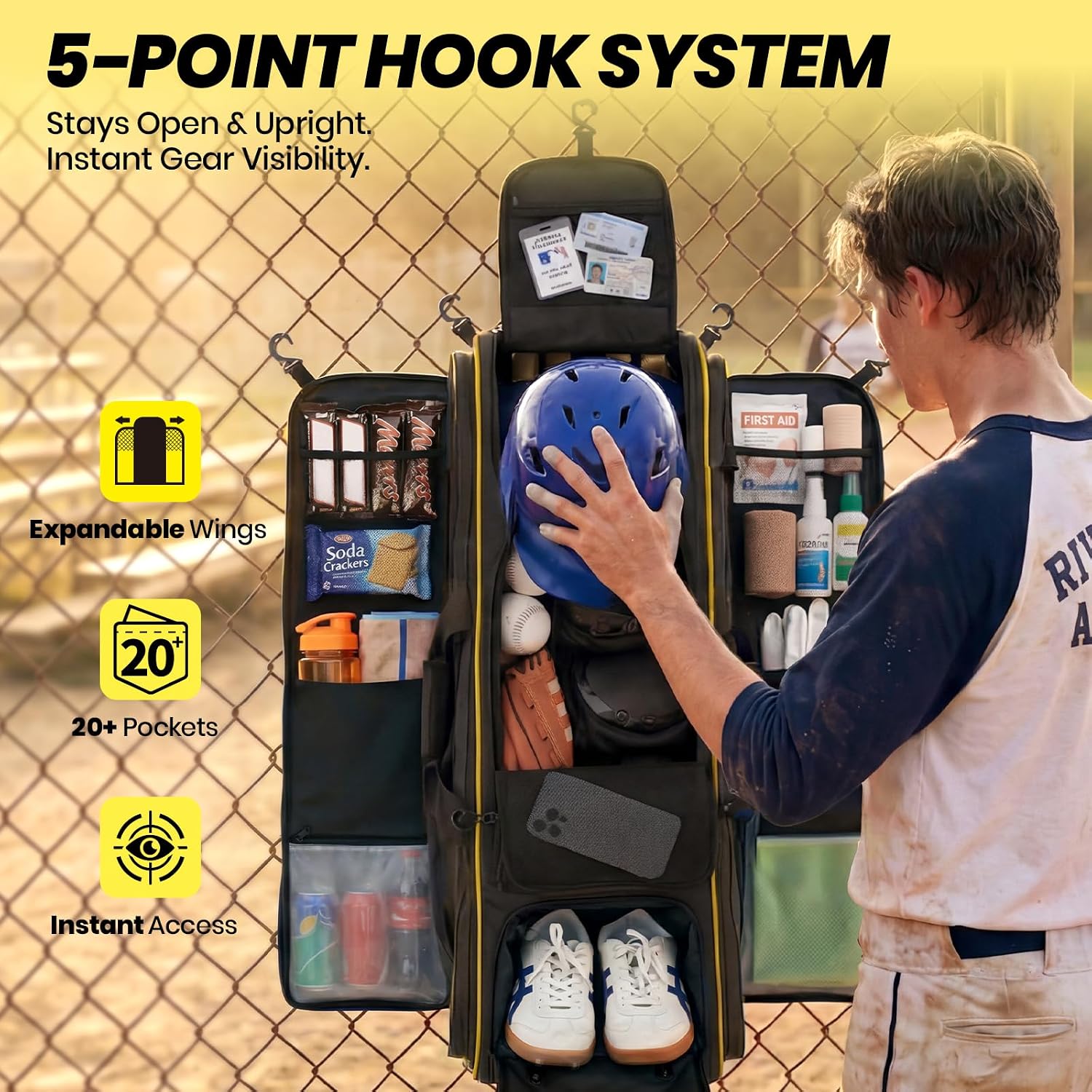 100L 롤링 캐쳐스 기어 야구 가방, 헤비 듀티 소프 - Sports Equipment Bag With Wheels 리뷰 및 가격